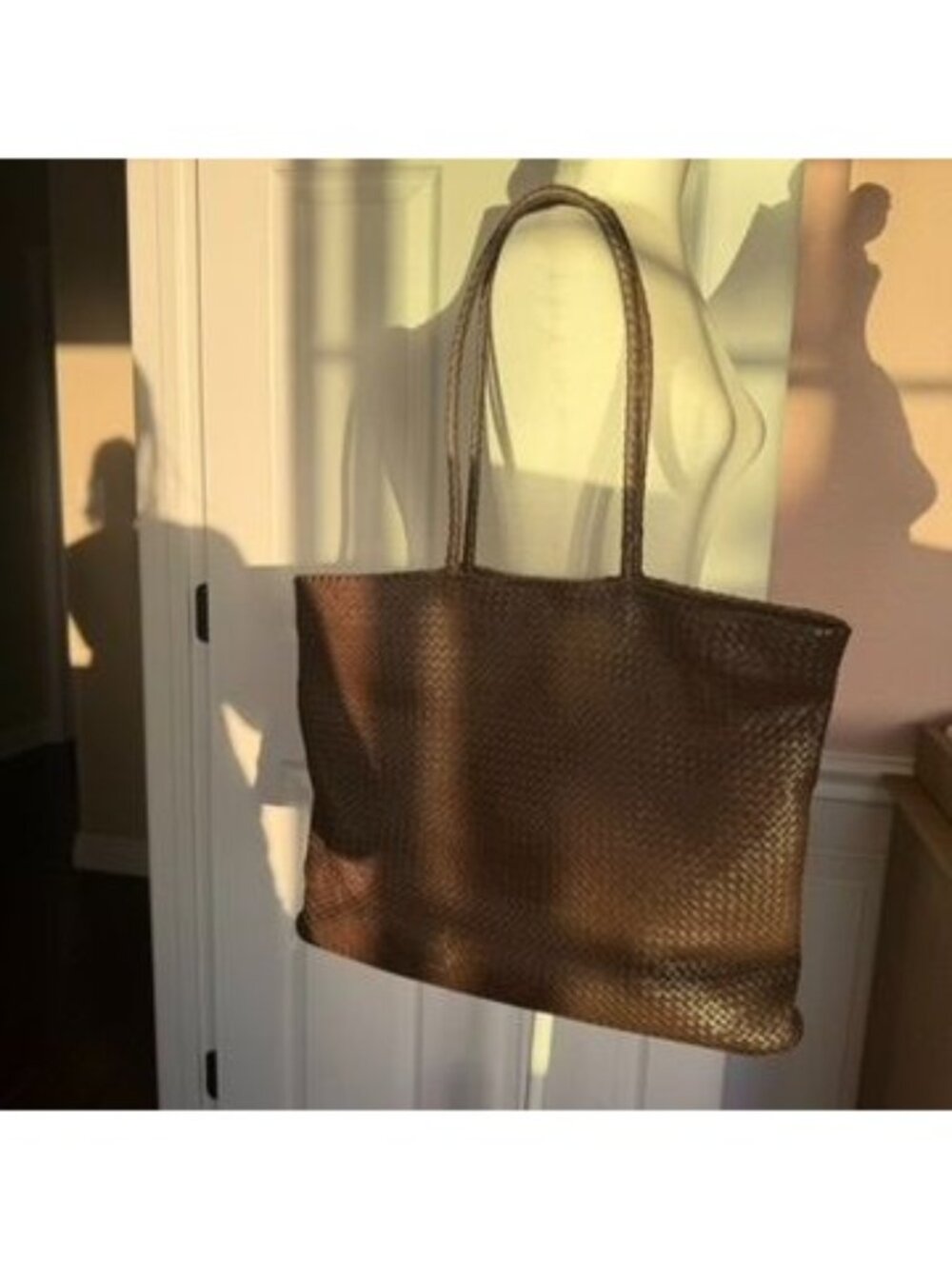 Quince Dark Brown Italian Leather Handwoven Tote Bag